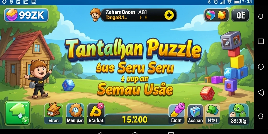Screenshot gameplay 99ZK dengan puzzle seru dan penuh warna.