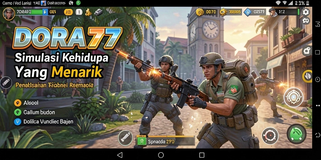 Screenshot gameplay DORA77 menampilkan interaksi sosial yang menyenangkan.