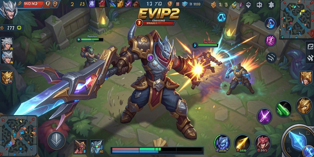 Screenshot gameplay EVIP2 saat pertarungan antar tim.