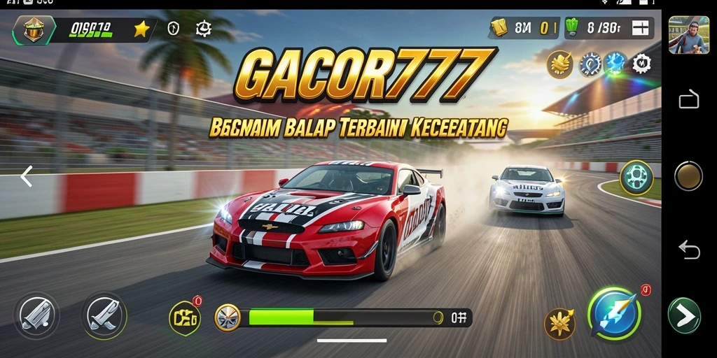 Tangkapan layar utama GACOR777 menunjukkan aksi balapan yang mendebarkan.