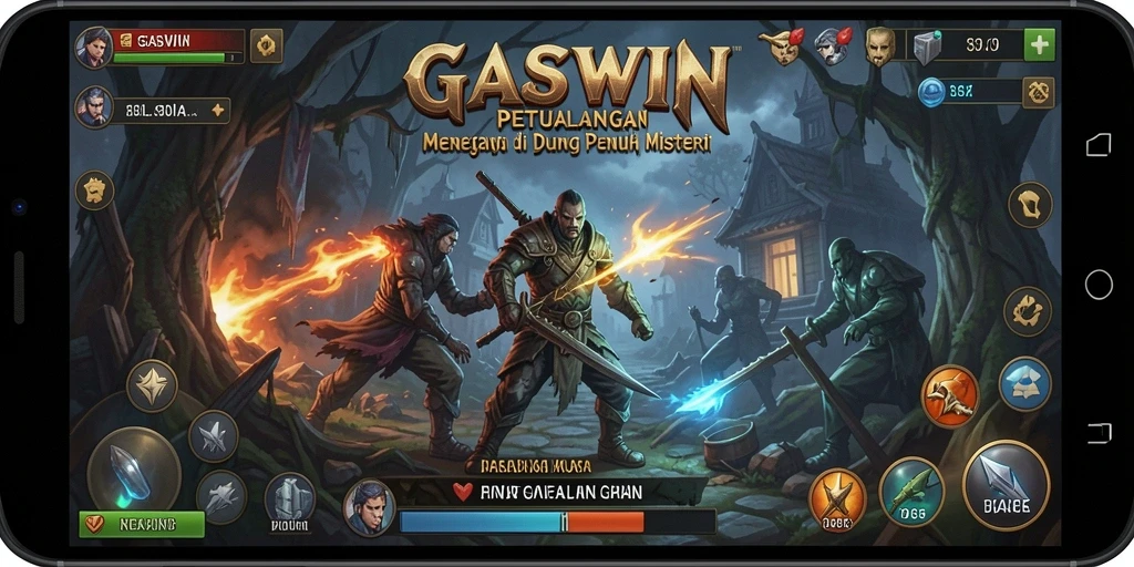 Screenshot GASWIN menampilkan aksi seru dalam petualangan yang menegangkan.