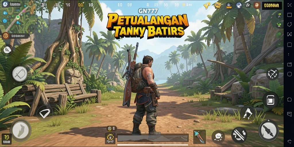 Tangkapan layar gameplay GN777 menunjukkan eksplorasi bebas di dunia terbuka penuh warna.