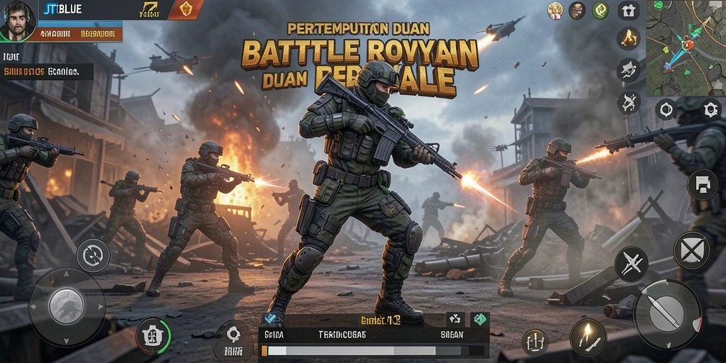 Screenshot menjelaskan gameplay intens di JTBLUE dengan pertempuran seru.