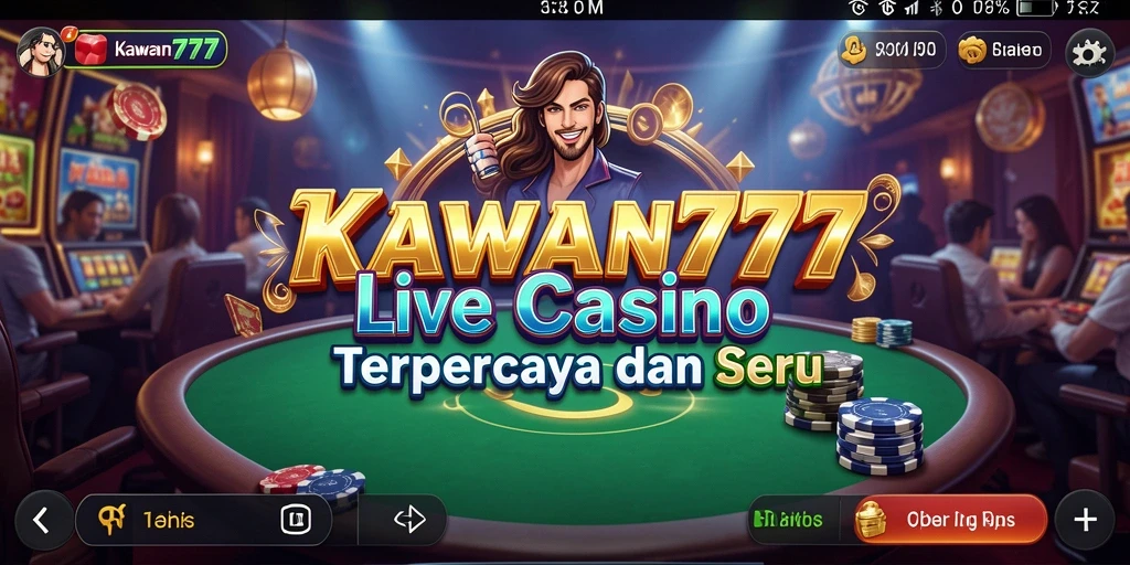 Gameplay seru KAWAN777 dengan dealer live dan suasana kasino.