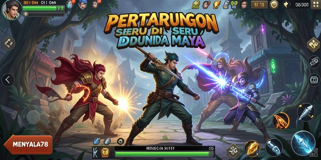 Tampilan pertarungan intens di MENYALA78 dengan karakter unik.
