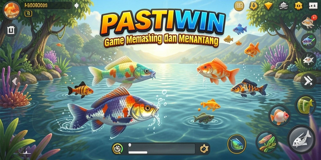 Screenshot PASTIWIN menampilkan gameplay seru saat memancing.