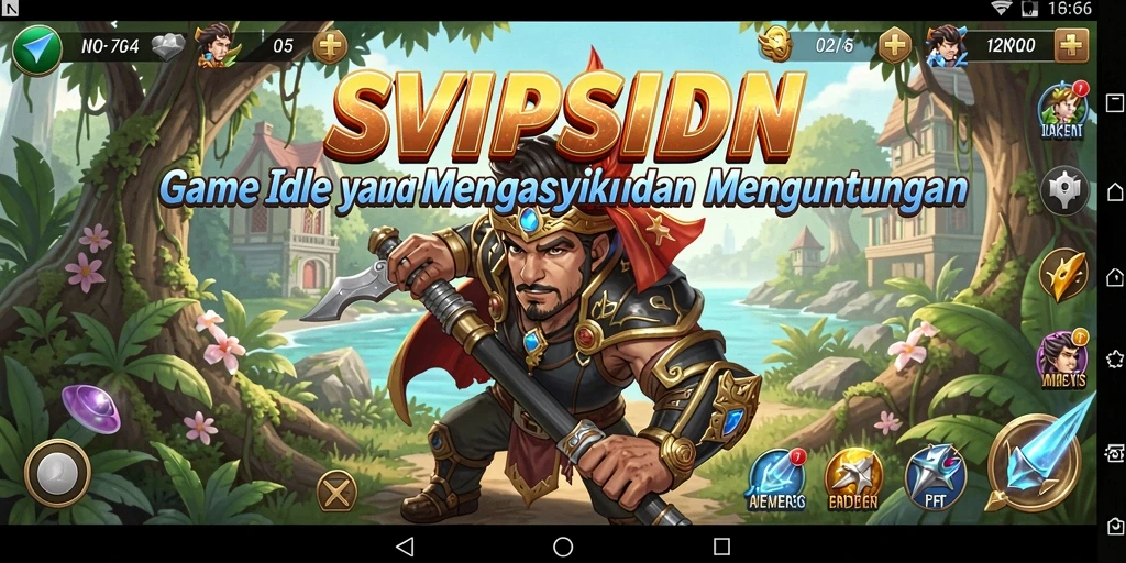 Screenshot gameplay SVIPSIDN menunjukkan karakter yang sedang berkembang di dunia Idle.