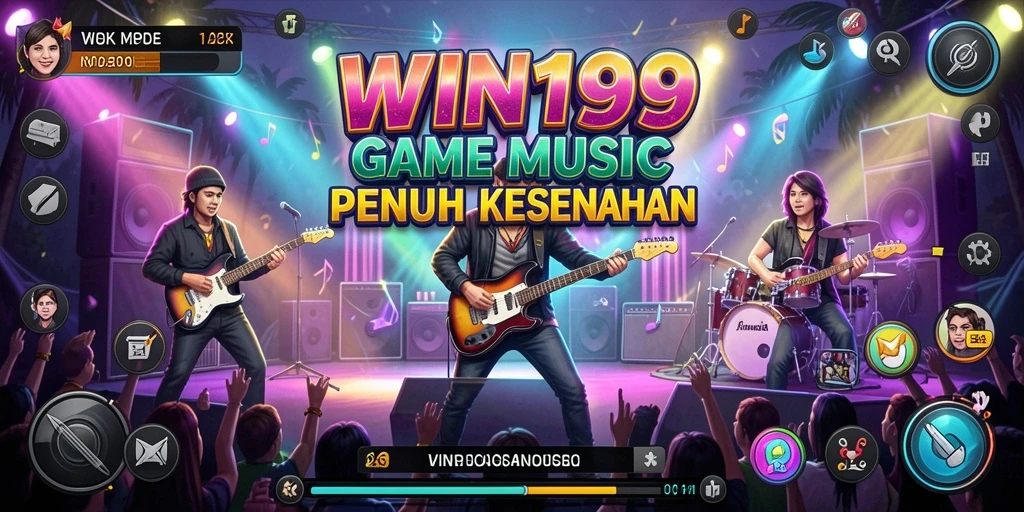 Screenshot WIN199 menampilkan pemain beraksi dalam game musik.