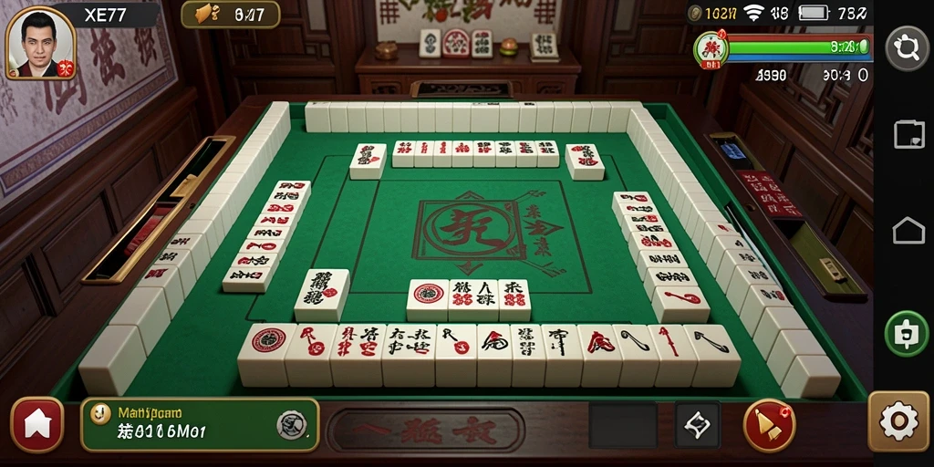 Tampilan gameplay XE77 yang menawan dengan ubin Mahjong berwarna-warni.